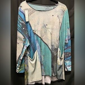 Blue Multicolor Women's Tunic Top